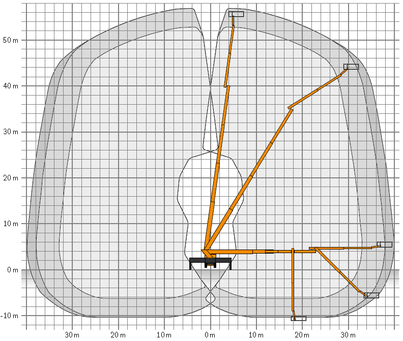 Werkdiagram 57 meter vrachtauto 100-100 achterkant